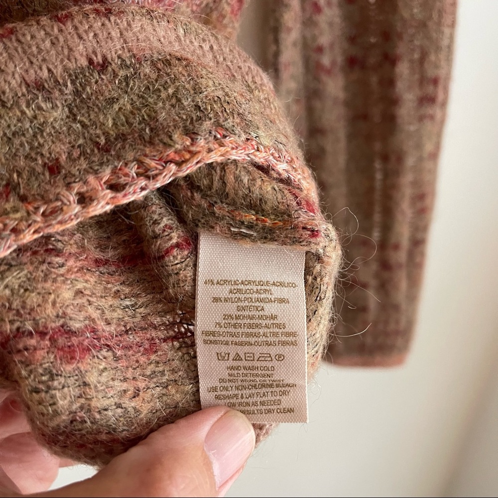 Free People Crochet Back Rust Colored Patterned Mohair Blend Pullover Sweater - Picture 7 of 7